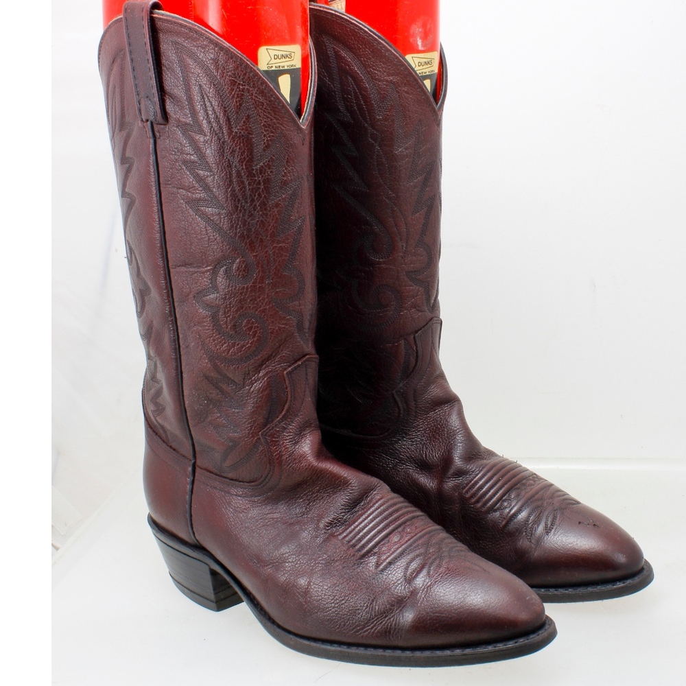 Dan Post Burgundy Pebble Grain Cowboy Boots 9.5